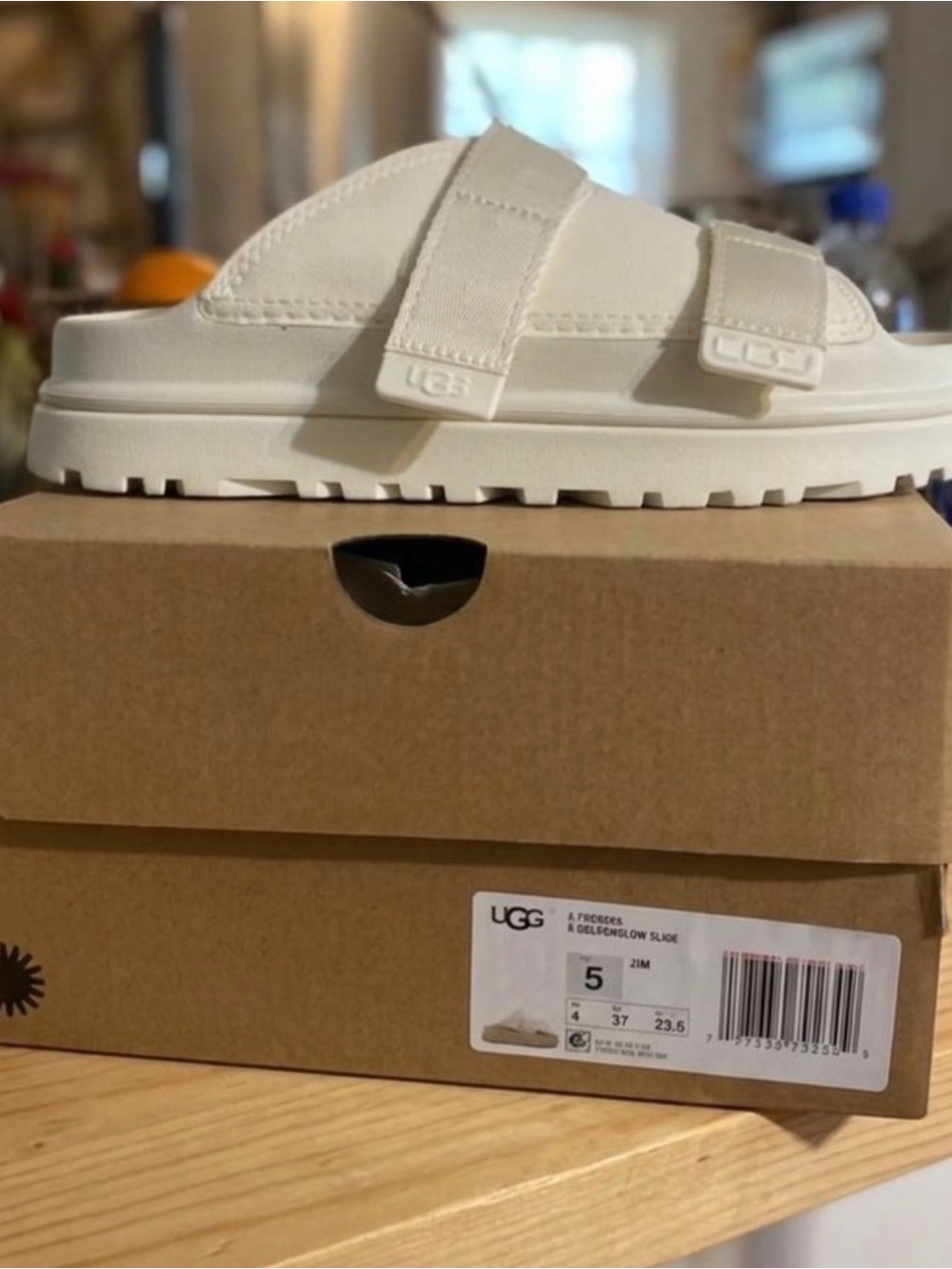 UGG Kids Cream Dual-Strap Slide Sandal